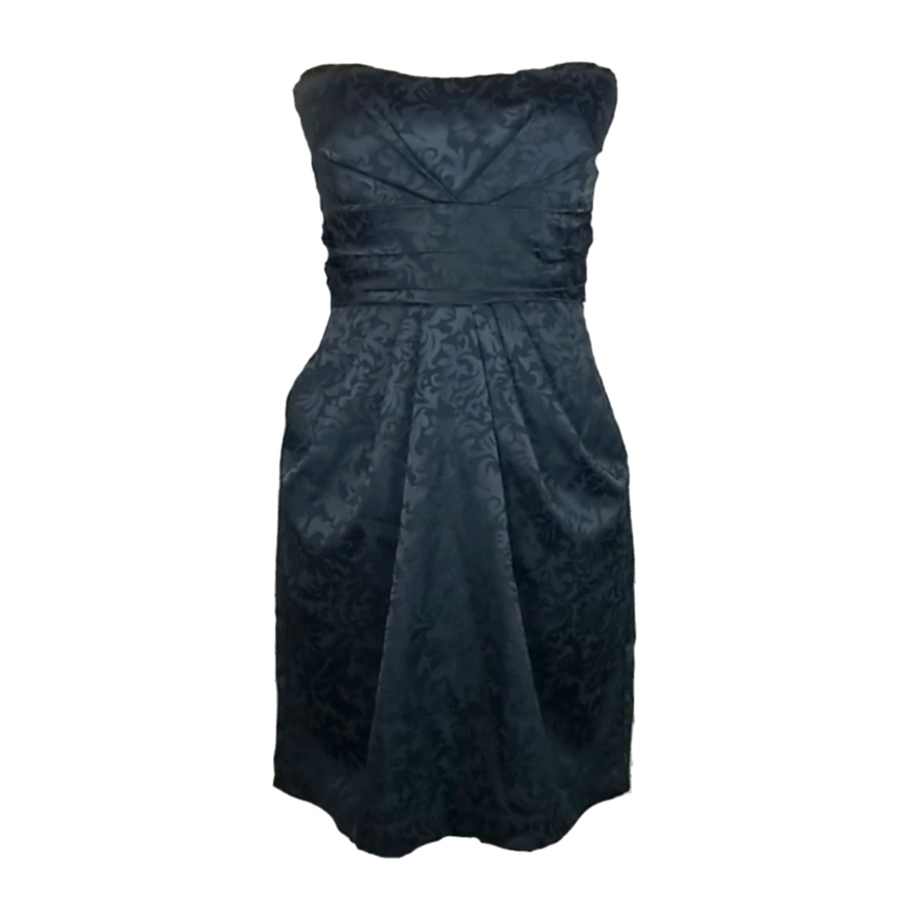 Vintage Dress Baroque Black Strapless & Sturctured Unique Formal Dress, M